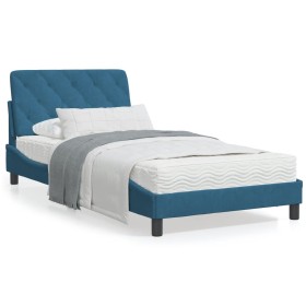 Blue velvet bed frame with LED lights 100x200 cm by vidaXL, Beds and slatted bases - Ref: Foro24-3213841, Price: 159,99 €, Di...