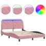 Pink velvet bed frame with LED lights 140x200 cm by vidaXL, Beds and slatted bases - Ref: Foro24-3213860, Price: 254,61 €, Di...