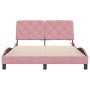 Pink velvet bed frame with LED lights 140x200 cm by vidaXL, Beds and slatted bases - Ref: Foro24-3213860, Price: 254,61 €, Di...