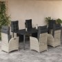 Set comedor jardín 7 pzas y cojines ratán sintético gris claro de vidaXL, Conjuntos de jardín - Ref: Foro24-3213474, Precio: ...