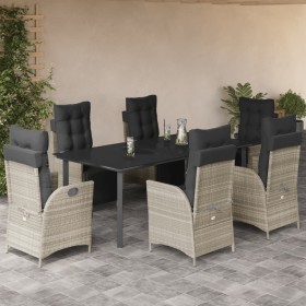 Garten-Essgruppe 7-teilig und hellgraue Kissen aus synthetischem Rattan von vidaXL, Gartensets - Ref: Foro24-3213474, Preis: ...