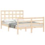 Double bed frame with solid wood headboard by vidaXL, Beds and slatted bases - Ref: Foro24-3193956, Price: 116,83 €, Discount: %