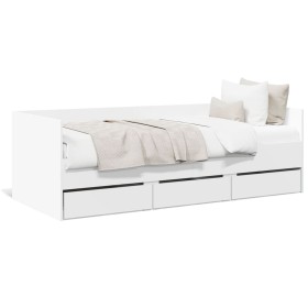 Tumbona con cajones madera de ingeniería blanco 90x190 cm de vidaXL, Camas y somieres - Ref: Foro24-3280825, Precio: 213,71 €...