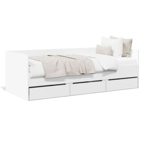 Lounger with white engineered wood drawers 90x190 cm by vidaXL, Beds and slatted bases - Ref: Foro24-3280825, Price: 213,71 €...