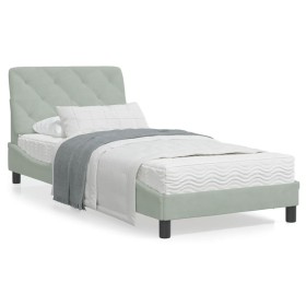 Light gray velvet bed frame with headboard 90x200 cm by vidaXL, Beds and slatted bases - Ref: Foro24-3207899, Price: 147,86 €...