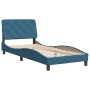 Bed frame with blue velvet headboard 90x200 cm by vidaXL, Beds and slatted bases - Ref: Foro24-3207903, Price: 168,81 €, Disc...