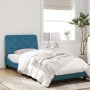 Bed frame with blue velvet headboard 90x200 cm by vidaXL, Beds and slatted bases - Ref: Foro24-3207903, Price: 168,81 €, Disc...