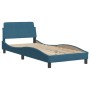 Bed frame with blue velvet headboard 90x200 cm by vidaXL, Beds and slatted bases - Ref: Foro24-3207903, Price: 168,81 €, Disc...