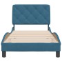 Bed frame with blue velvet headboard 90x200 cm by vidaXL, Beds and slatted bases - Ref: Foro24-3207903, Price: 168,81 €, Disc...