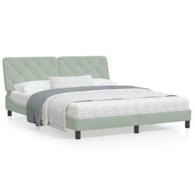 Light gray velvet bed frame with headboard 160x200cm by vidaXL, Beds and slatted bases - Ref: Foro24-3207929, Price: 216,00 €...