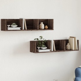 Wall furniture 2 units oak brown engineered wood by vidaXL, Shelves and shelves - Ref: Foro24-840442, Price: 36,52 €, Discoun...