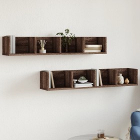 Wall furniture 2 pcs oak brown wood 99x18x16.5 cm by vidaXL, Shelves and shelves - Ref: Foro24-840456, Price: 41,99 €, Discou...