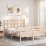 Double bed frame with solid wood headboard by vidaXL, Beds and slatted bases - Ref: Foro24-3193956, Price: 116,83 €, Discount: %