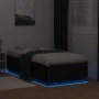 Bed frame with LED lights black engineered wood 90x190 cm by vidaXL, Beds and slatted bases - Ref: Foro24-3209661, Price: 129...