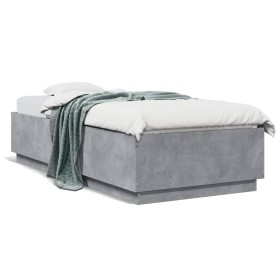 Estructura de cama madera de ingeniería gris hormigón 90x200cm de vidaXL, Camas y somieres - Ref: Foro24-3209726, Precio: 118...