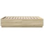 Estructura de cama madera de ingeniería roble Sonoma 135x190 cm de vidaXL, Camas y somieres - Ref: Foro24-3209739, Precio: 13...