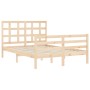 Double bed frame with solid wood headboard by vidaXL, Beds and slatted bases - Ref: Foro24-3193956, Price: 116,83 €, Discount: %