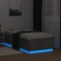 Bed frame with LED lights concrete gray wood 90x190 cm by vidaXL, Beds and slatted bases - Ref: Foro24-3209663, Price: 129,23...