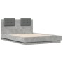 Concrete gray engineered wood bed with headboard 140x190 cm by vidaXL, Beds and slatted bases - Ref: Foro24-3209950, Price: 1...