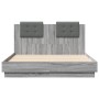 Sonoma gray engineered wood bed with headboard 140x190 cm by vidaXL, Beds and slatted bases - Ref: Foro24-3209952, Price: 186...