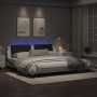 Bed frame with LED black white synthetic leather 200x200 cm by vidaXL, Beds and slatted bases - Ref: Foro24-3214137, Price: 2...