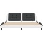 Bed frame with LED black white synthetic leather 200x200 cm by vidaXL, Beds and slatted bases - Ref: Foro24-3214137, Price: 2...