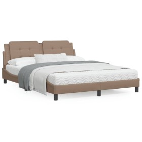 Estructura de cama con luces LED cuero PE capuchino 160x200 cm de vidaXL, Camas y somieres - Ref: Foro24-3214121, Precio: 221...