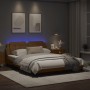 Bed frame with LED lights cappuccino PE leather 160x200 cm by vidaXL, Beds and slatted bases - Ref: Foro24-3214121, Price: 21...