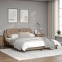 Bed frame with LED lights cappuccino PE leather 160x200 cm by vidaXL, Beds and slatted bases - Ref: Foro24-3214121, Price: 21...