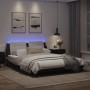 Bed frame with LED light PE leather white black 160x200 cm by vidaXL, Beds and slatted bases - Ref: Foro24-3214123, Price: 21...