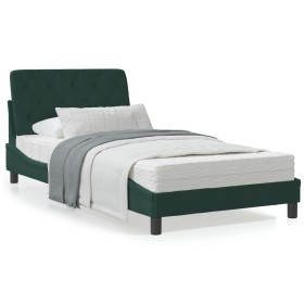 Estructura cama con cabecero terciopelo verde oscuro 100x200 cm de vidaXL, Camas y somieres - Ref: Foro24-3207908, Precio: 15...