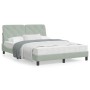 Bed frame with light gray velvet headboard 140x190cm by vidaXL, Beds and slatted bases - Ref: Foro24-3207917, Price: 192,01 €...