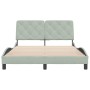 Bed frame with light gray velvet headboard 140x190cm by vidaXL, Beds and slatted bases - Ref: Foro24-3207917, Price: 192,01 €...