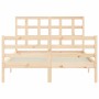 Double bed frame with solid wood headboard by vidaXL, Beds and slatted bases - Ref: Foro24-3193956, Price: 116,83 €, Discount: %