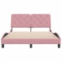 Pink velvet bed frame with headboard 140x190 cm by vidaXL, Beds and slatted bases - Ref: Foro24-3207922, Price: 242,70 €, Dis...