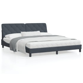 Bed frame with dark gray velvet headboard 180x200 cm by vidaXL, Beds and slatted bases - Ref: Foro24-3207936, Price: 212,99 €...