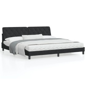 Bed frame with black velvet headboard 200x200 cm by vidaXL, Beds and slatted bases - Ref: Foro24-3207943, Price: 260,61 €, Di...