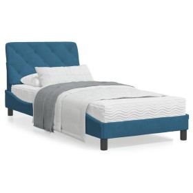 Blue velvet bed frame with lights 90x190 cm by vidaXL, Beds and slatted bases - Ref: Foro24-3213829, Price: 178,37 €, Discoun...