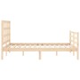 Double bed frame with solid wood headboard by vidaXL, Beds and slatted bases - Ref: Foro24-3193956, Price: 116,83 €, Discount: %