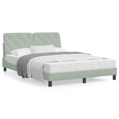 Bed with light gray velvet mattress 140x190 cm by vidaXL, Beds and slatted bases - Ref: Foro24-3208652, Price: 380,48 €, Disc...