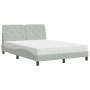 Bed with light gray velvet mattress 140x190 cm by vidaXL, Beds and slatted bases - Ref: Foro24-3208652, Price: 380,48 €, Disc...