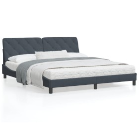 Bett mit dunkelgrauer Samtmatratze 180x200 cm von vidaXL, Betten und Lattenroste - Ref: Foro24-3208671, Preis: 446,99 €, Raba...