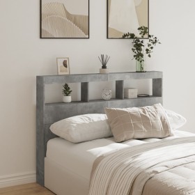 Concrete gray bed headboard with LED light 140x17x102 cm by vidaXL, Headboards and footboards - Ref: Foro24-839199, Price: 83...