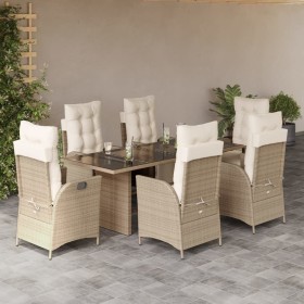 7-teiliges Garten-Essset mit beigen Kissen aus synthetischem Rattan von vidaXL, Gartensets - Ref: Foro24-3213358, Preis: 955,...