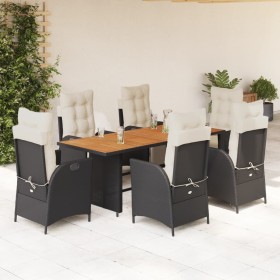 7-teiliges Garten-Essset und schwarze Kissen aus synthetischem Rattan von vidaXL, Gartensets - Ref: Foro24-3213366, Preis: 96...