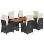 Set de comedor de jardín 7 pzas y cojines ratán sintético negro de vidaXL, Conjuntos de jardín - Ref: Foro24-3213366, Precio:...