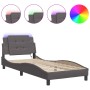 Estructura de cama con luces LED cuero sintético gris 90x200 cm de vidaXL, Camas y somieres - Ref: Foro24-3214085, Precio: 15...