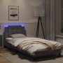 Bed frame with LED lights gray synthetic leather 90x200 cm by vidaXL, Beds and slatted bases - Ref: Foro24-3214085, Price: 15...