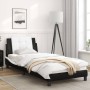 Estructura cama con LED cuero sintético negro blanco 90x200 cm de vidaXL, Camas y somieres - Ref: Foro24-3214087, Precio: 148...