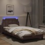 Bed frame with LED lights brown synthetic leather 100x200 cm by vidaXL, Beds and slatted bases - Ref: Foro24-3214091, Price: ...